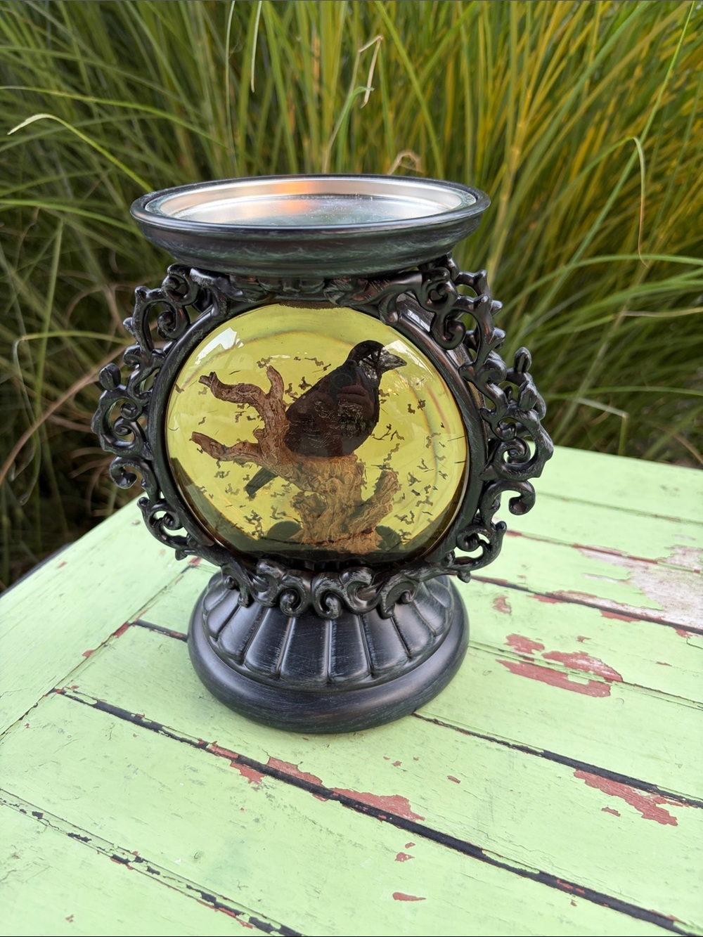 Bath Body Works 2022 Halloween Raven Water Globe Candle Holder Pedestal